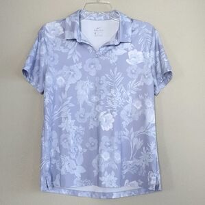 Nike Dri-Fit size M short sleeve golf polo purple with flowers